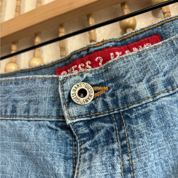 Vintage Guess Jeans Wide Leg Mid Rise Medium Wash 90s y2K Streetwear Jeans 31 - Picture 4 of 6